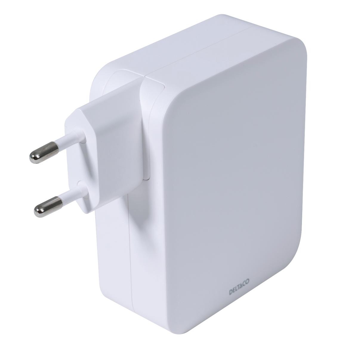 DELTACO USB-C kućni punjač, 1x USB-A, 3x USB-C, total 130 W, BIJELI