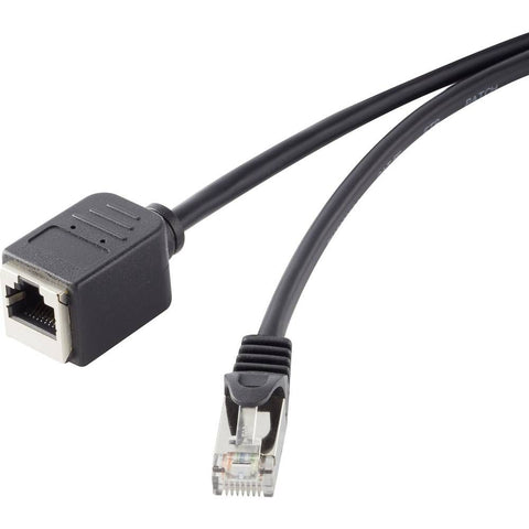 Renkforce RF-4394121 RJ45 mrežni kabel, Patch kabel cat 5e F/UTP 1.00 m crna produžetak sa zaštitom za nosić, pozlaćeni kontakti 1 St.