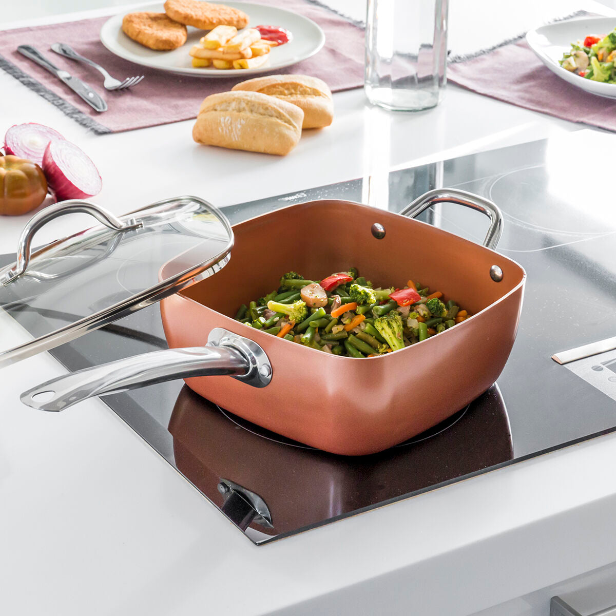 Set Višenamjenskih Keramičkih Tava 5 u 1 Copper Coppans InnovaGoods 4 Dijelova