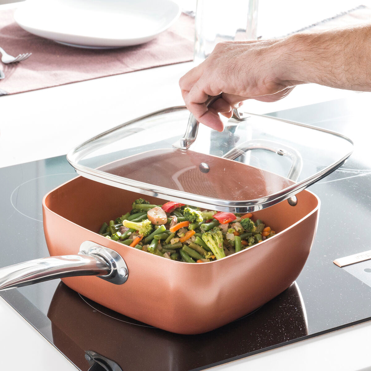 Set Višenamjenskih Keramičkih Tava 5 u 1 Copper Coppans InnovaGoods 4 Dijelova