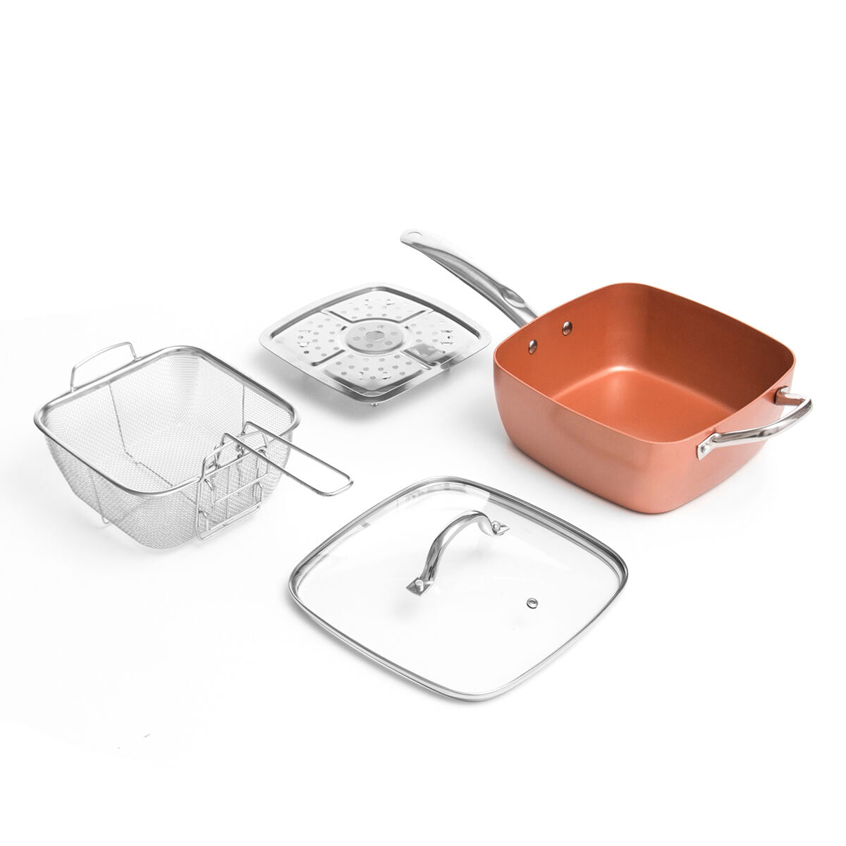 Set Višenamjenskih Keramičkih Tava 5 u 1 Copper Coppans InnovaGoods 4 Dijelova