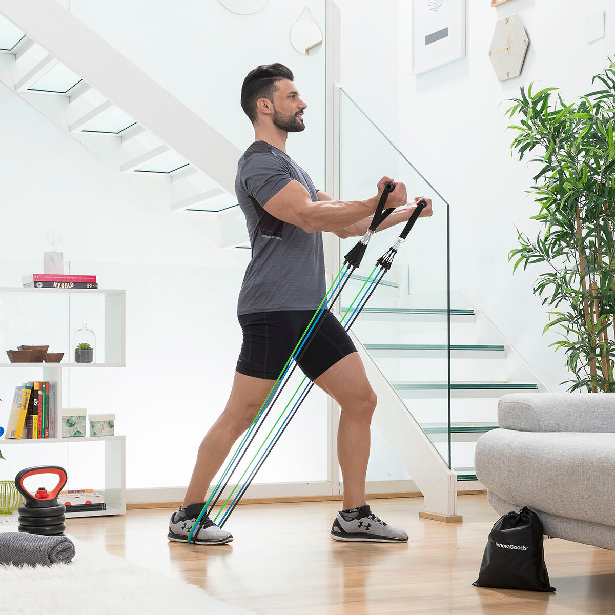 Set traka otpora s dodacima i vodičem za vježbu Tribainer InnovaGoods 3 kom.