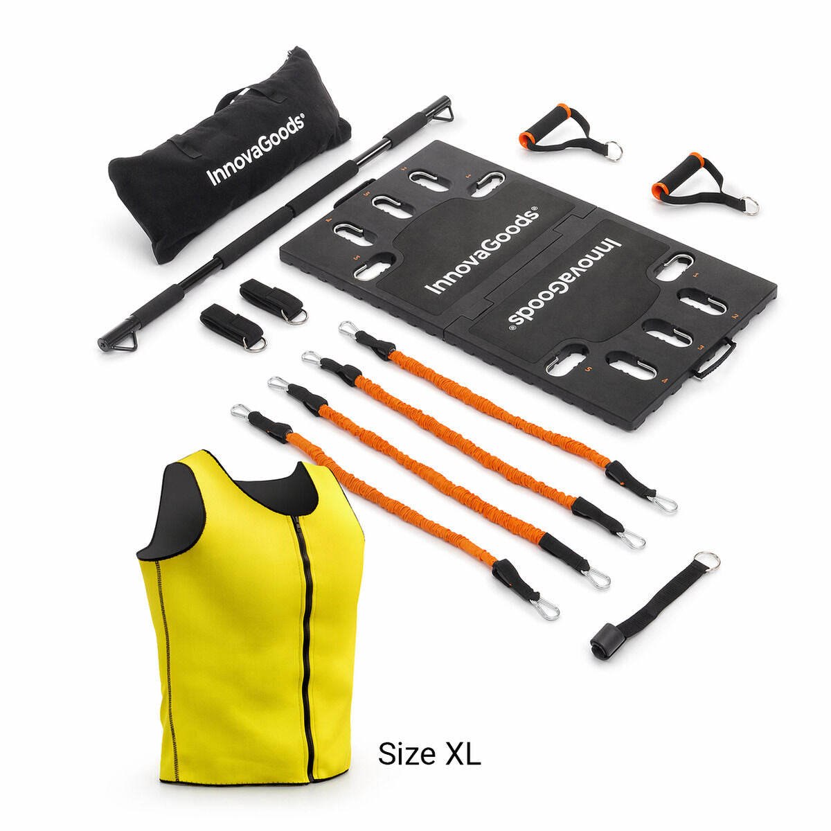 Prijenosni trenažni set s vodičem za vježbe i muškim sportskim sauna prslukom XL InnovaGoods