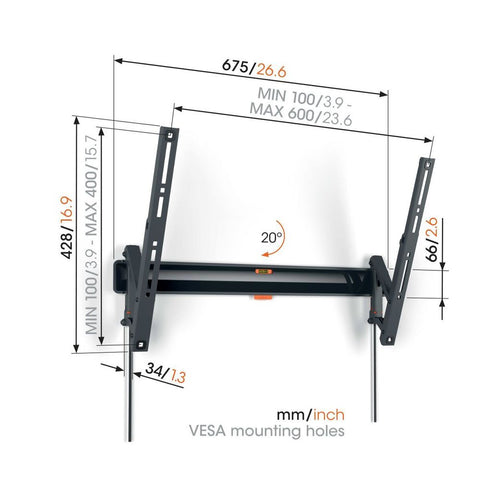 Vogels TVM3613, zidni nosač za ekrane od 40&quot;-77&quot;, nagib do 20°, do 35kg