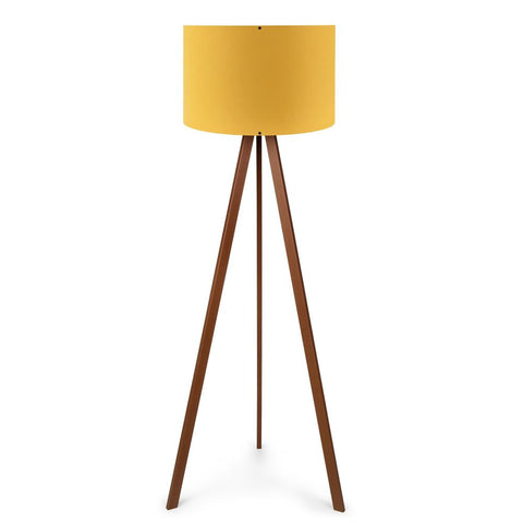 Opviq Podna lampa OAK žuta- drvo, 70% MDF- 30% platno , 38 x 140 cm, promjer sjenila 38 cm, duljina kabla 200 cm, E27 60 W max., AYD-1565
