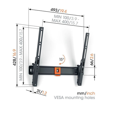 Vogels TVM1413, zidni nosač za ekrane od 32&quot;-65&quot;, nagib do 15°, do 25kg