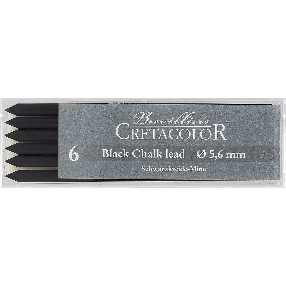 Umetniška mina črnega krede Cretacolor medium 6 kos v škatli
