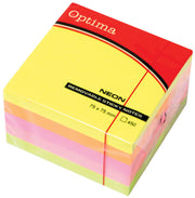 Blok samolepljiva kocka 76x76 neon 4 barve OPTIMA 450L 22937 P32