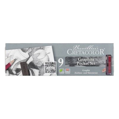 Umjetnički kpl za crtanje Cretacolor graphite pocket kpl 9 kom u metalnoj kutiji