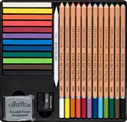Umetniški komplet za risanje Cretacolor The pastel basic paket 27 kosov v kovinski škatli