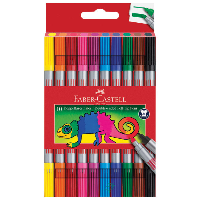 Flomaster šolski 10 barv dvostranski Faber-Castell 151110 blister