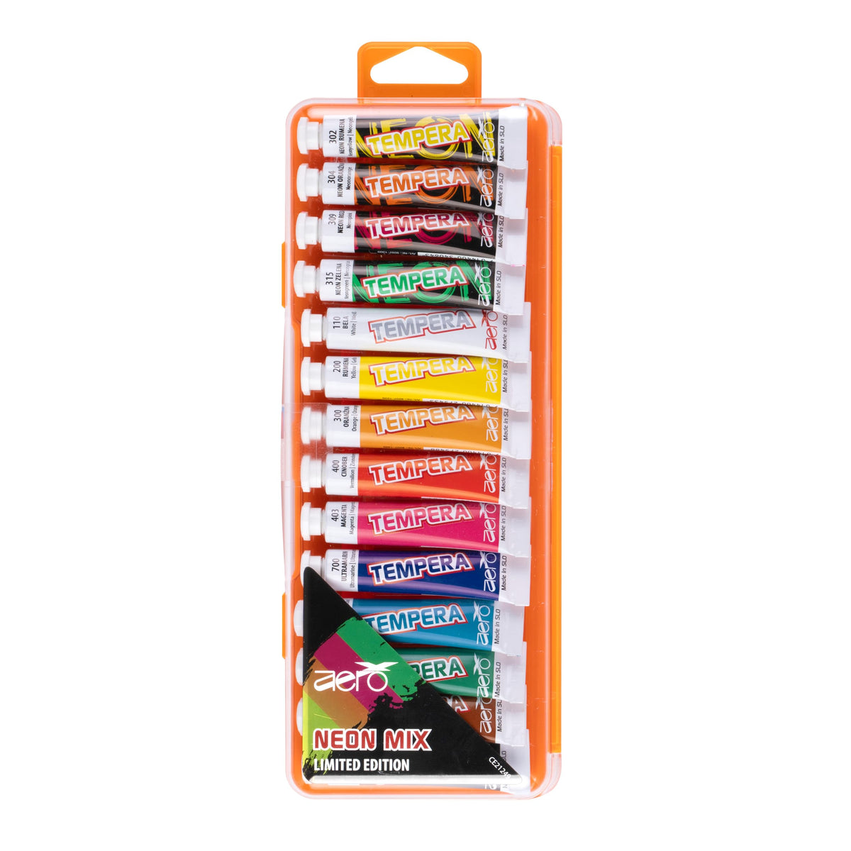 Temperska barva Aero 7,5 ml tubice 14 kos v plastični škatli NEON MIX