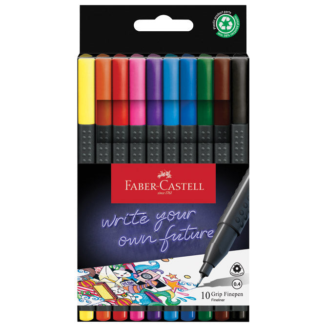 Flomaster fineliner 0,4mm Grip 10barve Faber Castell 151610 razvrščen blister