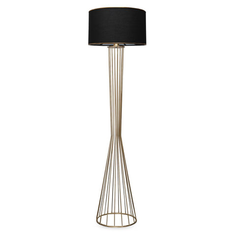 Opviq Podna lampa FLOOR crno- zlatno, metal- platno, 21 x 38 cm, visina 155 cm, E27 60 W, AYD-3078