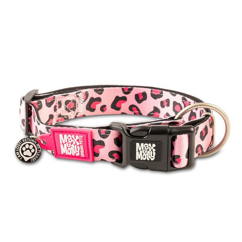 Max&amp;Molly Ogrlica Smart ID Leopard Pink, XS – 1 cm x 22-35 cm