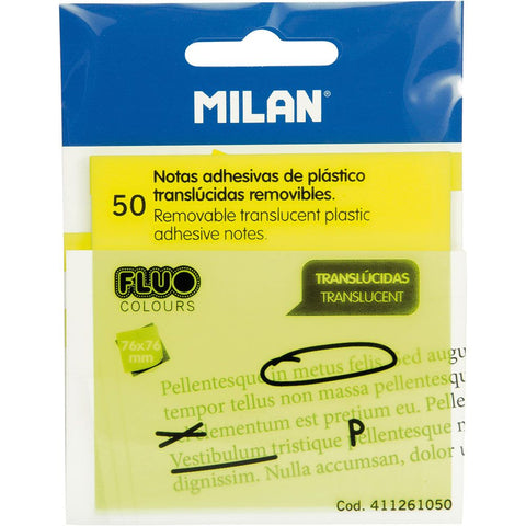 Blok samoljepivi MILAN 76x76 50L Fluo žuti prozirni