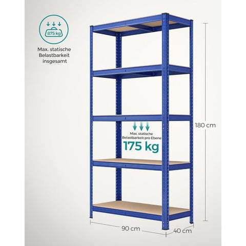SONGMICS Skladišna Polica 40 x 90 x 180 cm Smeđa - Moderni Dizajn, GLR040Q01