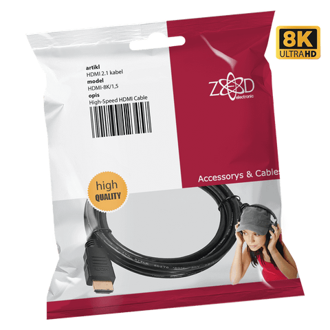 ZED electronic HDMI 2.1 kabel, 4K/120p ili 8K/60p, 48 Gbps, dužina 1,5 met. - HDMI-8K/1,5