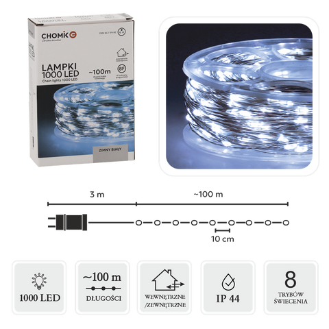 Božićne LED lampice - Hladno bijela - Žica na kolutu