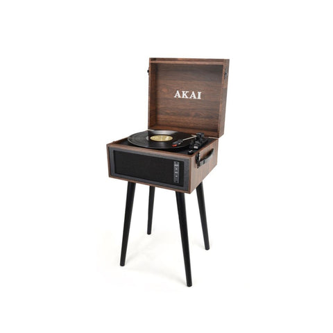 AKAI gramofon, BT, USB, SD, ugrađeni zvučnici, koža, drven noge, smeđi ATT-101BT