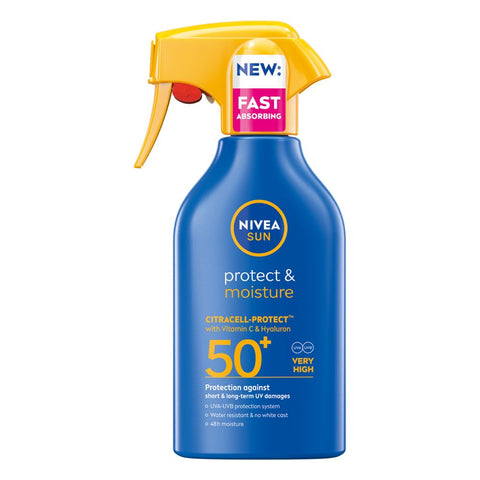 NIVEA SUN PROTECT &amp; MOISTURE Trigger sprej SPF50+ 270 ml