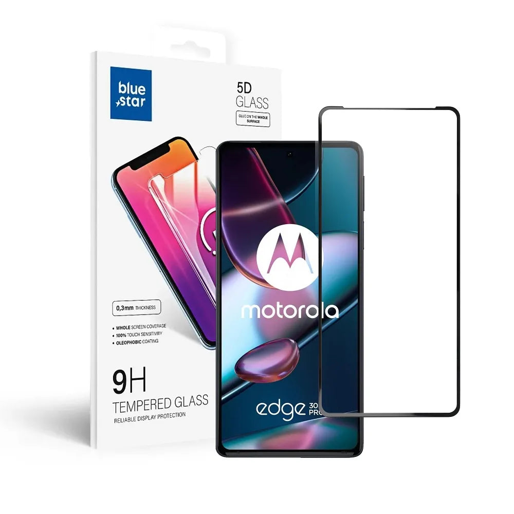 Blue Star kaljeno staklo sa okvirom za – Motorola Edge 30 Pro crno