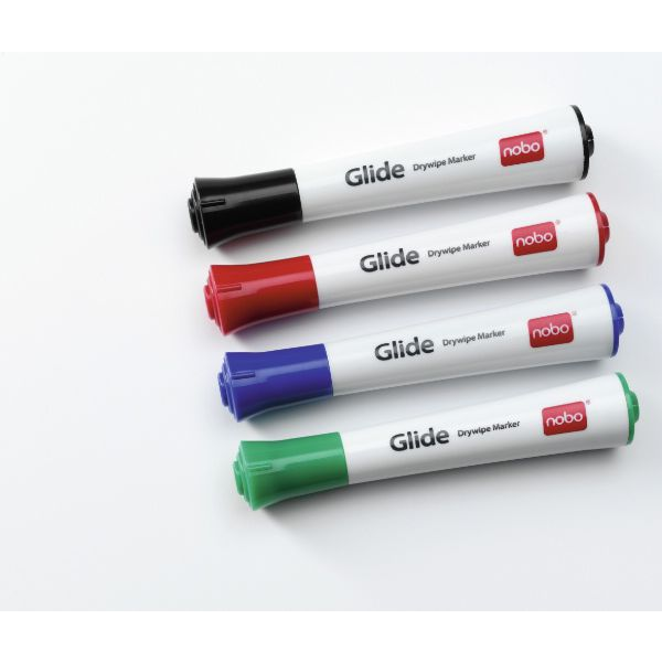 Nobo Glide Drywipe marker 4 kom Vrh u obliku metka Crno, Plavo, Zeleno, Crveno