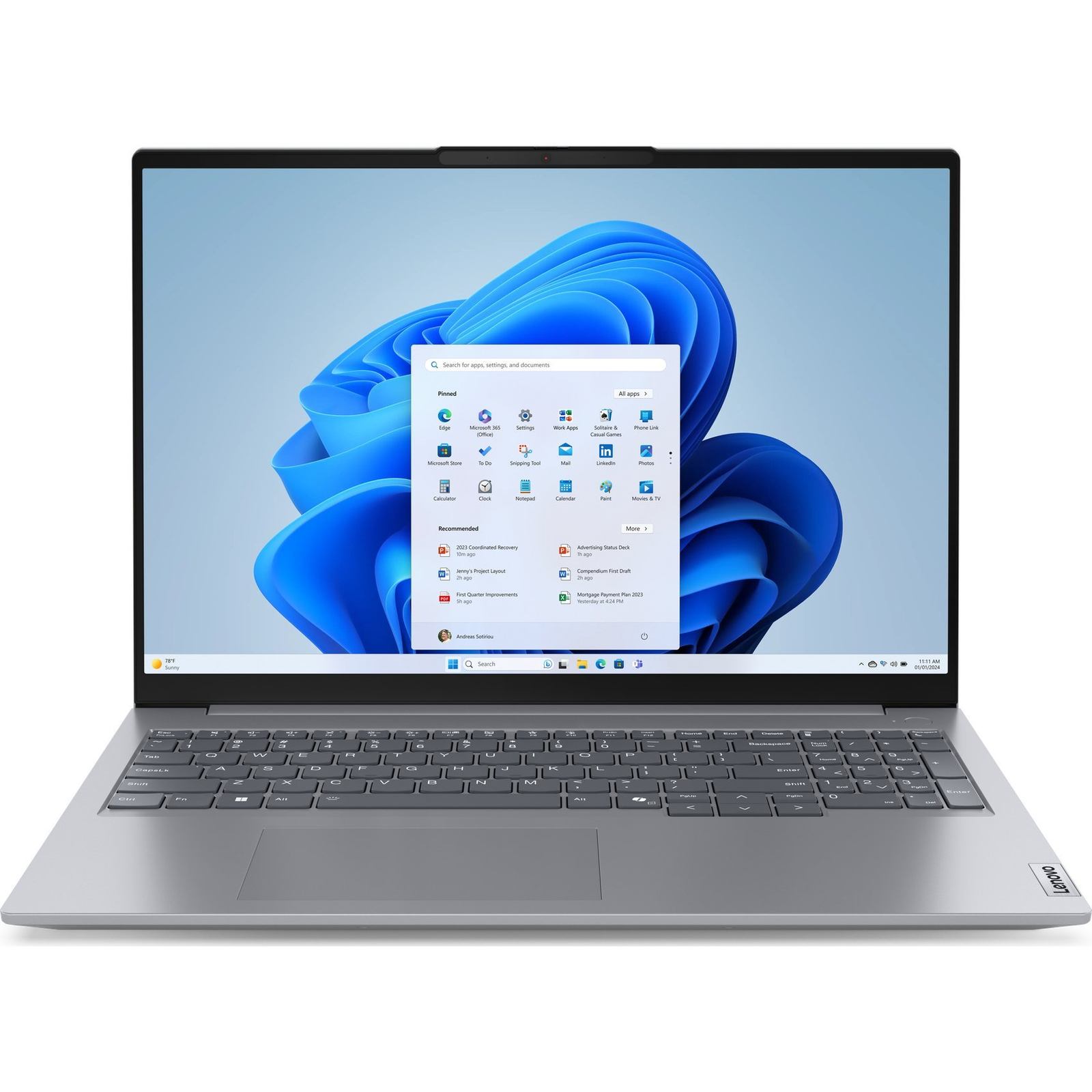 Lenovo ThinkBook 16 AMD Ryzen™ 5 7535HS Prijenosno računalo 40,6 cm (16") WUXGA 16 GB DDR5-SDRAM 512 GB SSD Wi-Fi 6E (802.11ax) Windows 11 Pro Sivo