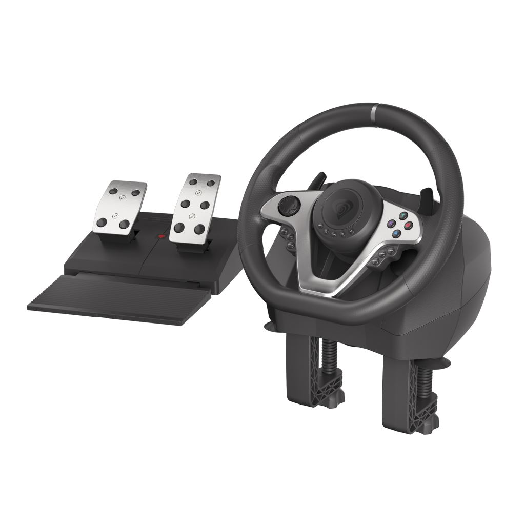 GENESIS Seaborg 400 Crno, Srebro USB Volan + Papučice Nintendo Switch, PC/osobno računalo, PlayStation 4, Playstation 3, Xbox 360, Xbox One, Xbox One S, Xbox One X