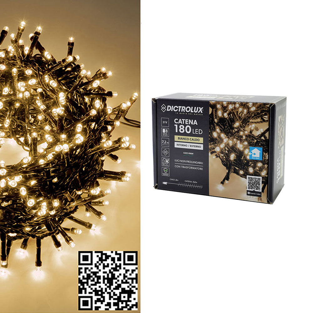 Lampice LED 180 tople bijele