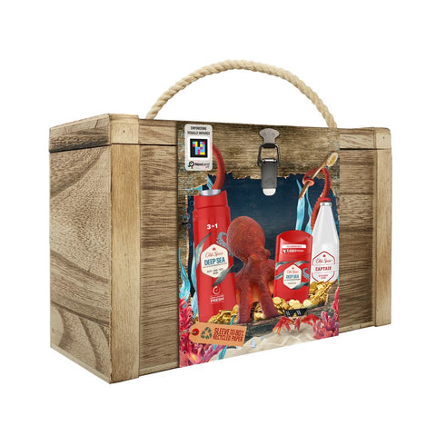 Old Spice dezodorans 3u1 gel za tuširanje, dezodorans u sticku i aftershave + drveni sanduk