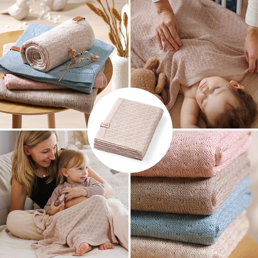BabyOno Pletena bambus dekica 75x100 cm, svijetlo bež