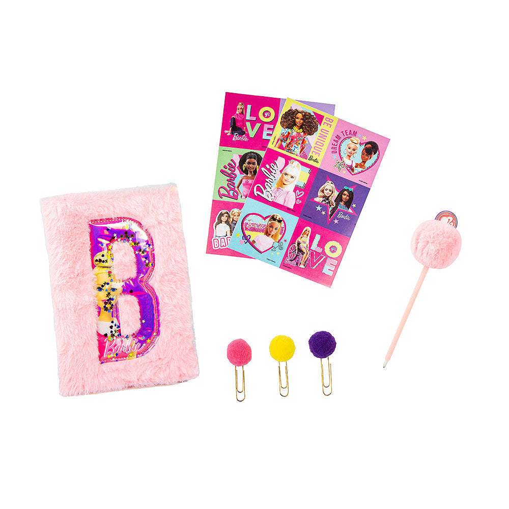 Barbie plišani dnevnik s pom pom dodacima i naljepnicama