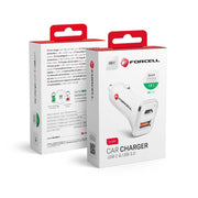 FORCELL auto punjač USB 3.0 + USB C Quick Charging + Power Delivery PD20W 4A CC-QCPD01 bijeli