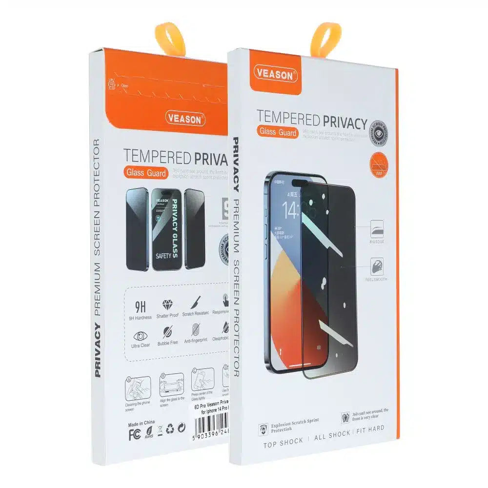 Kaljeno staklo 6D Pro Veason Privacy Glass – za iPhone 13 crno