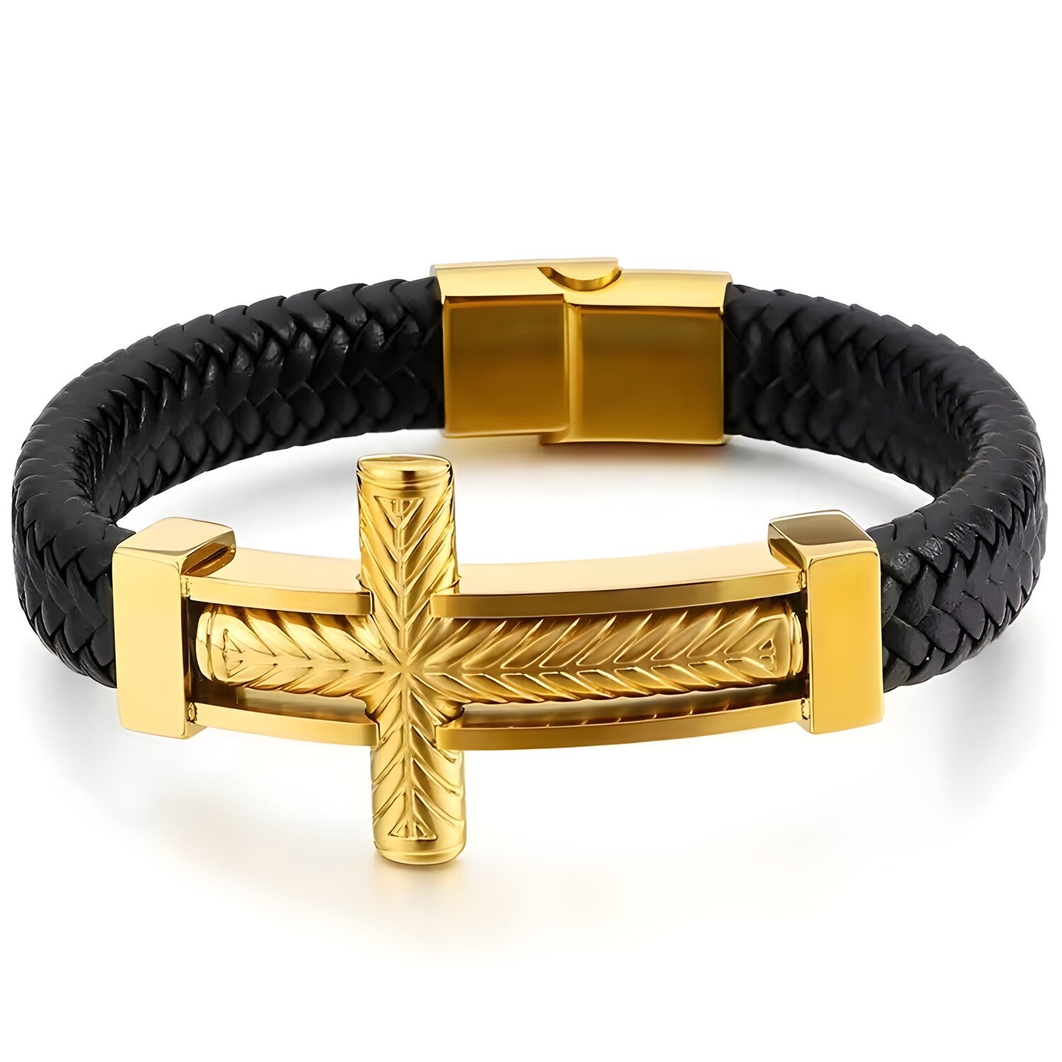 Narukvica Big Cross - Crna/Zlatna KP32506