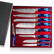 Set kuhinjskih noževa s oštricama - 9 kom / Plava KP13829
