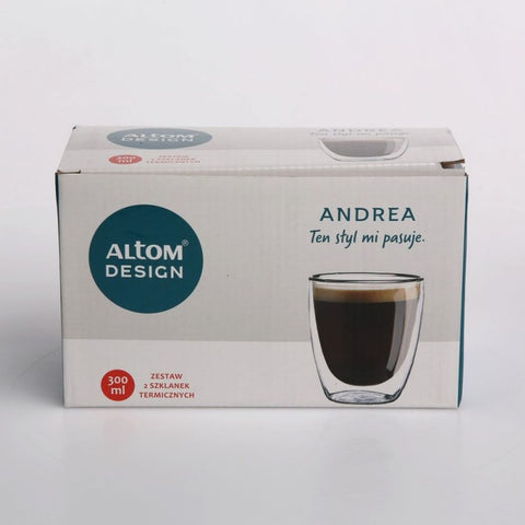 Altom Design Andrea Čaše s Dvostrukim Stijenkama i Termo Dnom, 300 ml (Set od 2 Čaše)