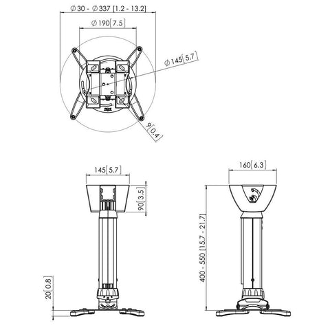 Vogel&#39;s PPC1540W, stropni držač za projektor, bijeli