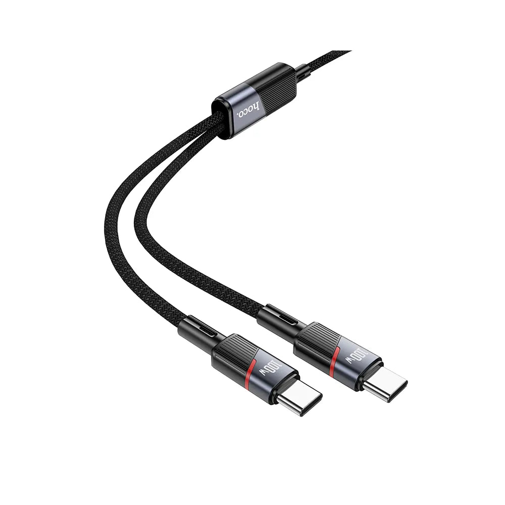 2u1 USB C na USB C / USB C kabel Hoco 5A 100W 120 cm U139 crni