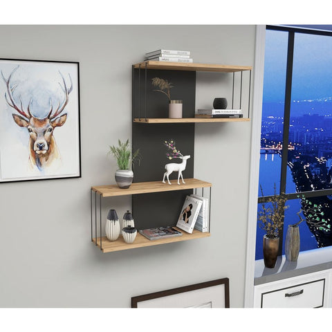 Woody Fashion Zidna polica DESTAN , Destan - Anthracite, Pine