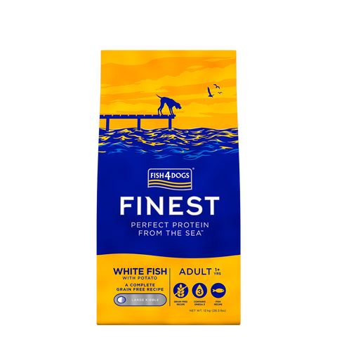 Fish4Dogs Finest White fish Adult, Large Kibble - velike granule, bijela riba 12 kg