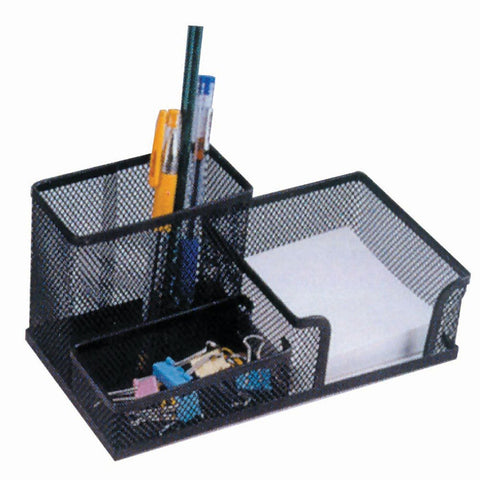 Organizer stolni 3U1 , žica, crni dimenzije 20x10x10cm