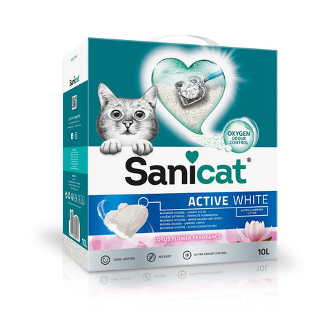 Sanicat Pijesak za mačke Active White, grudajući, miris lotus, 10 L