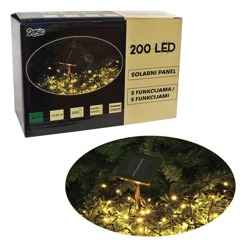200 LED, solarni panel, 9.95 m, 8 funkcija, na baterije