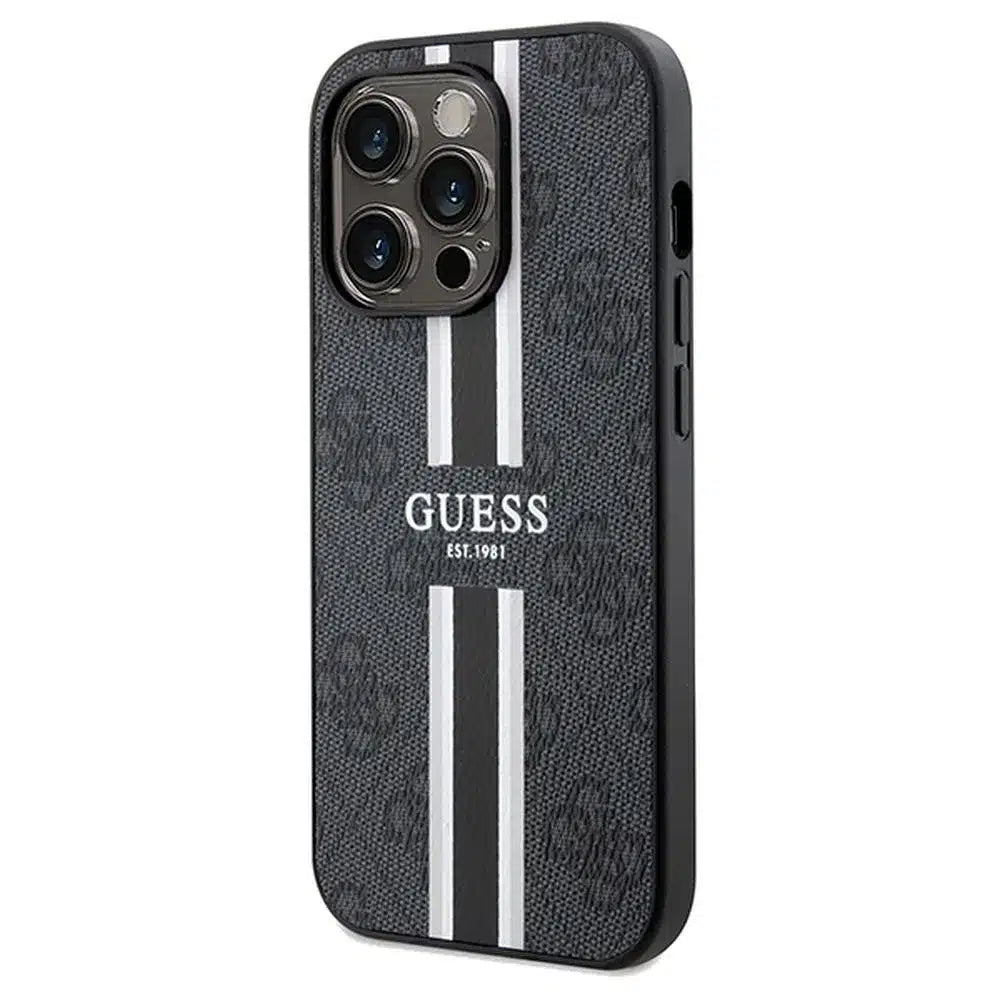 Originalna GUESS Hardcase GUHMP15LP4RPSK torbica za iPhone 15 Pro (Magsafe 4G Printed Stripes / crna)