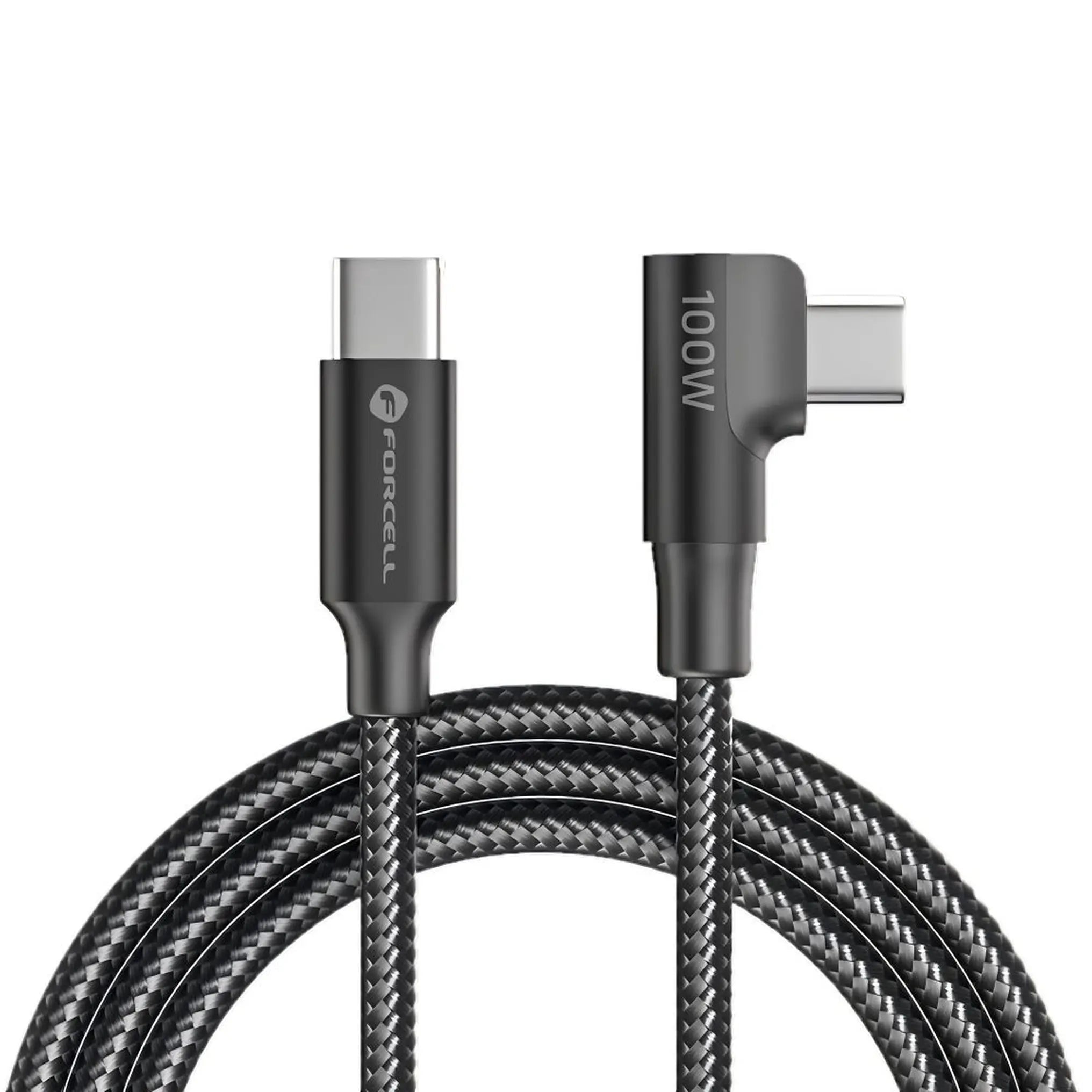 Kabel kutni USB C na USB C Forcell F-Energy QC4.0 PD 5A 100W 2 m - crni