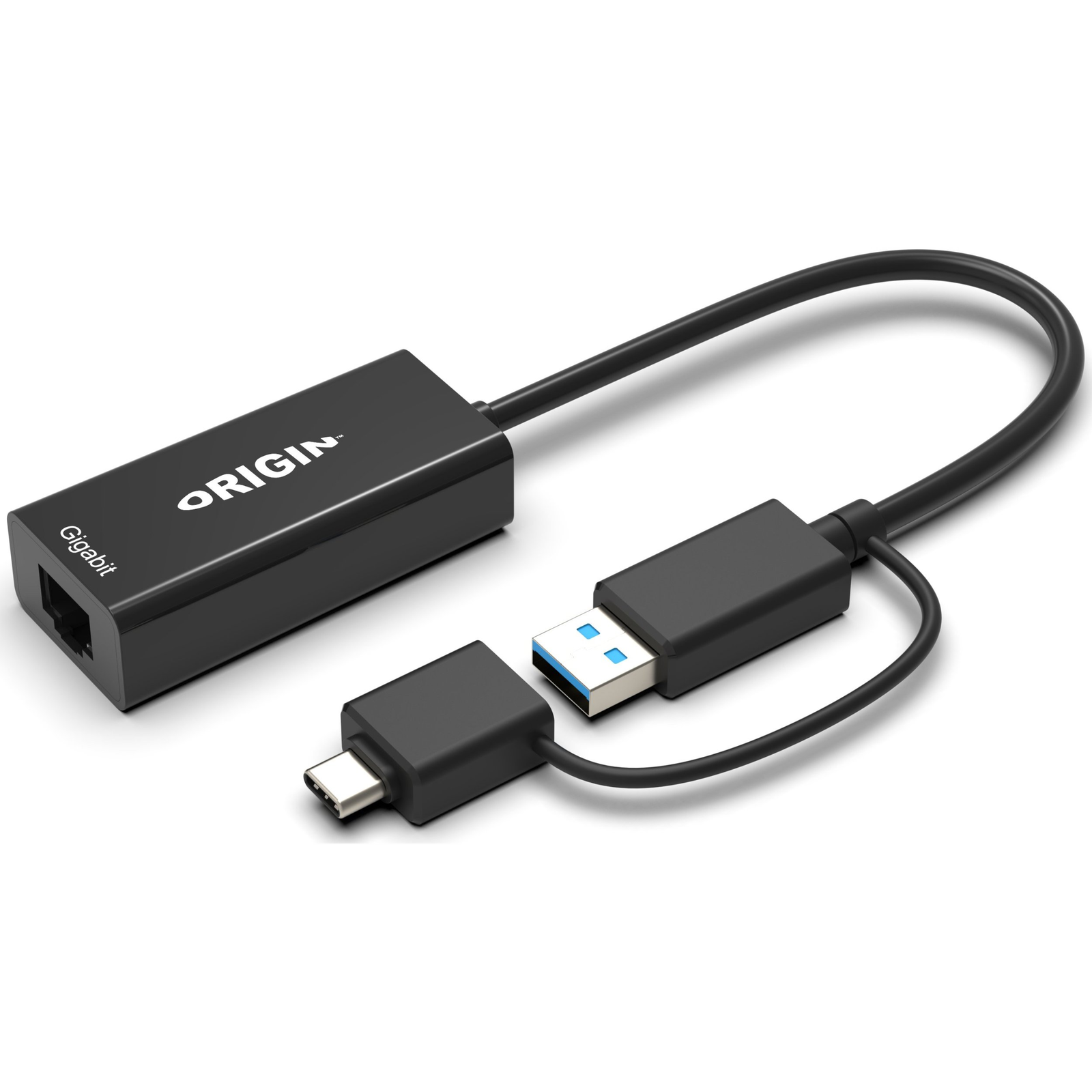 Origin Storage OS-HUB-USB3/C-RJ45 adapter za promjenu tipa priključka kabela USB3.0/USB-C Crno