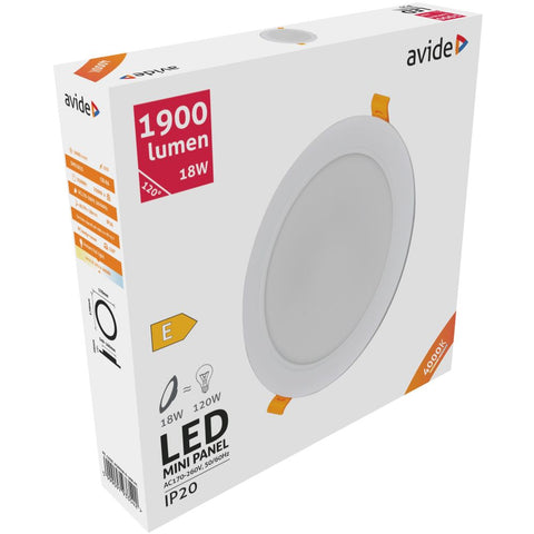 Avide panel ugradbeni plastični okrugli 18W NW