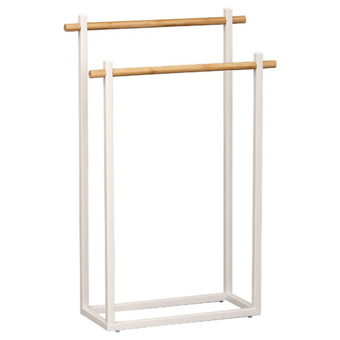 TENDANCE SAMOSTOJEĆI PRAVOKUTNI DRŽAČ RUČNIKA SA 2 PREČKE, BIJELI/BAMBOO
